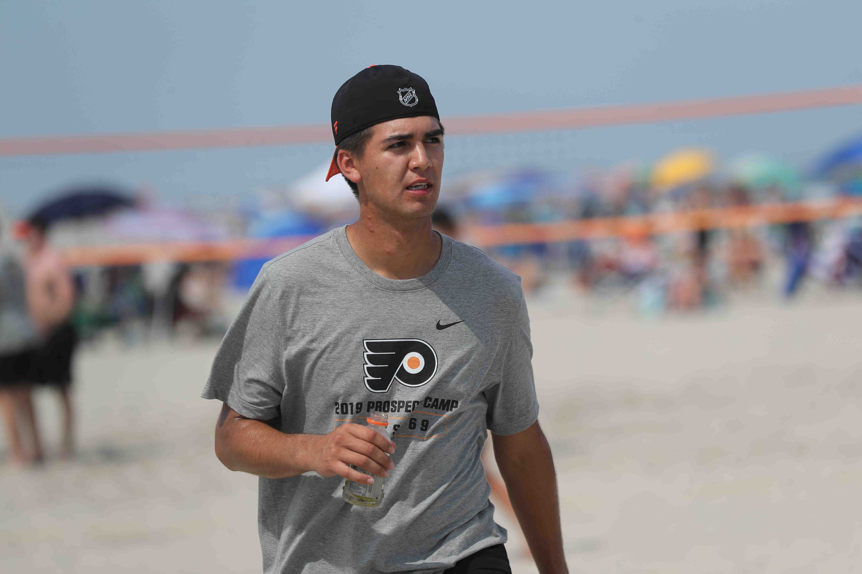 Philadelphia Flyers prospects sign autographs and play volleyball